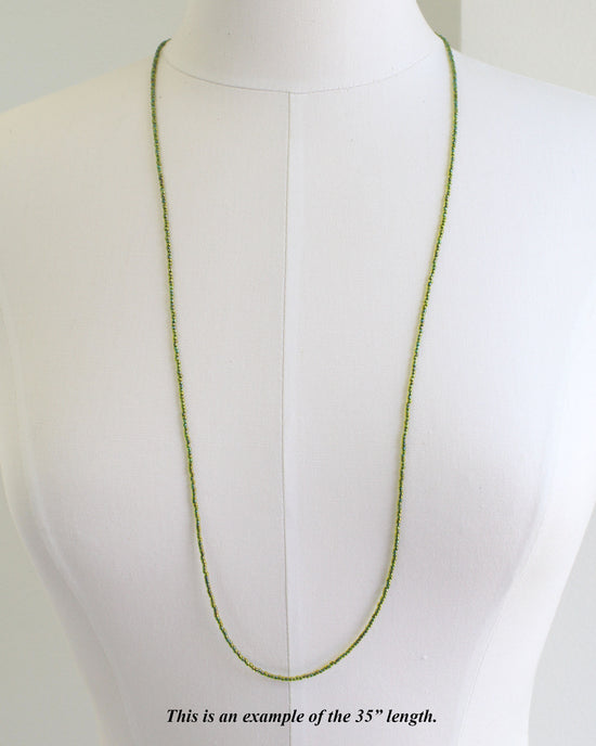 Jonquil Green Seed Bead Necklace, Thin 1.5mm Single Strand – Kathy Bankston