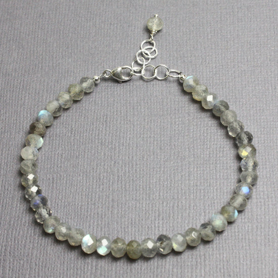 Labradorite Bracelet-Sterling Silver Adjustable 7