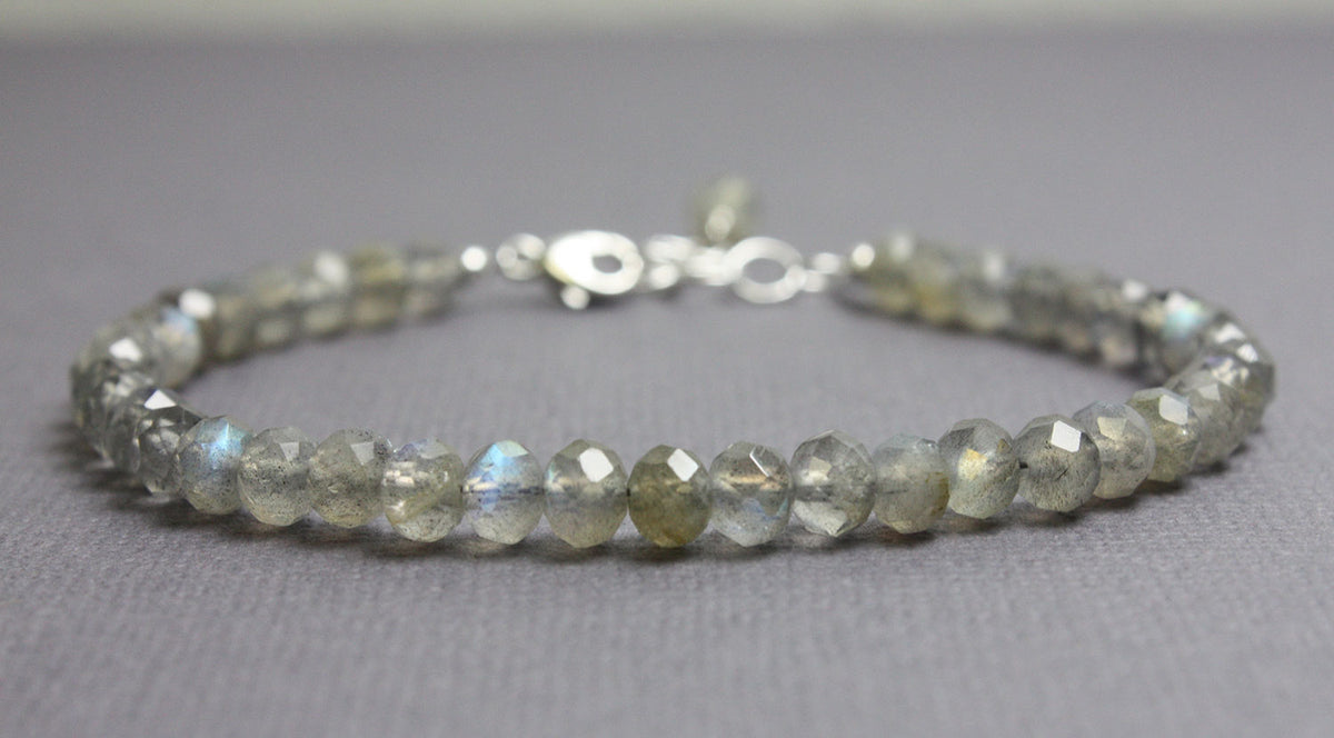 Labradorite Bracelet-Sterling Silver Adjustable 7