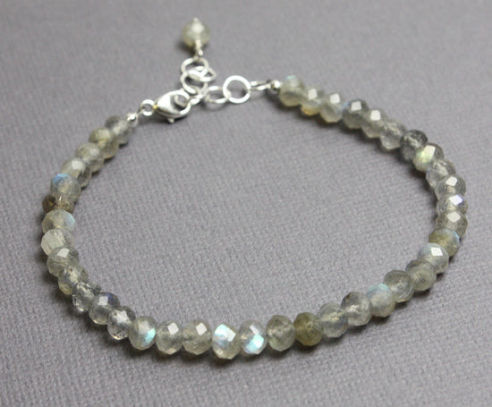 Labradorite Bracelet-Sterling Silver Adjustable 7