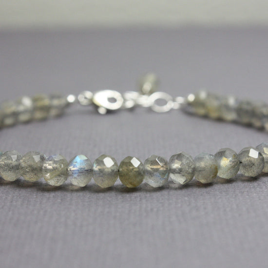 Labradorite Bracelet-Sterling Silver Adjustable 7