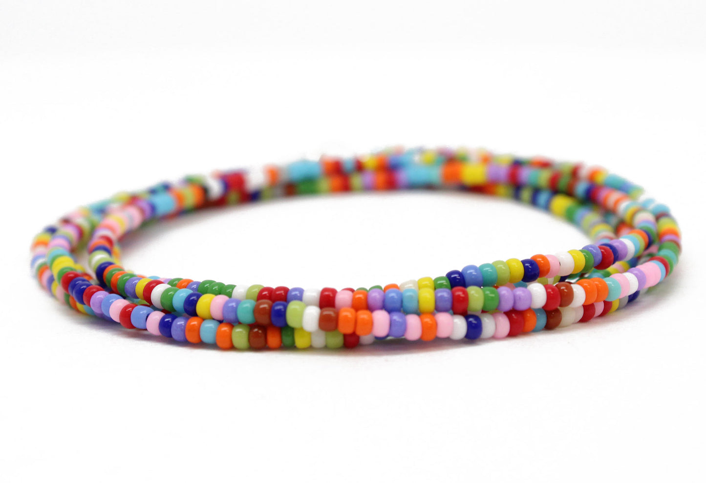 Multi Color Seed Bead Necklace, Hippy Love Beads, Thin 1.5mm Single St ...
