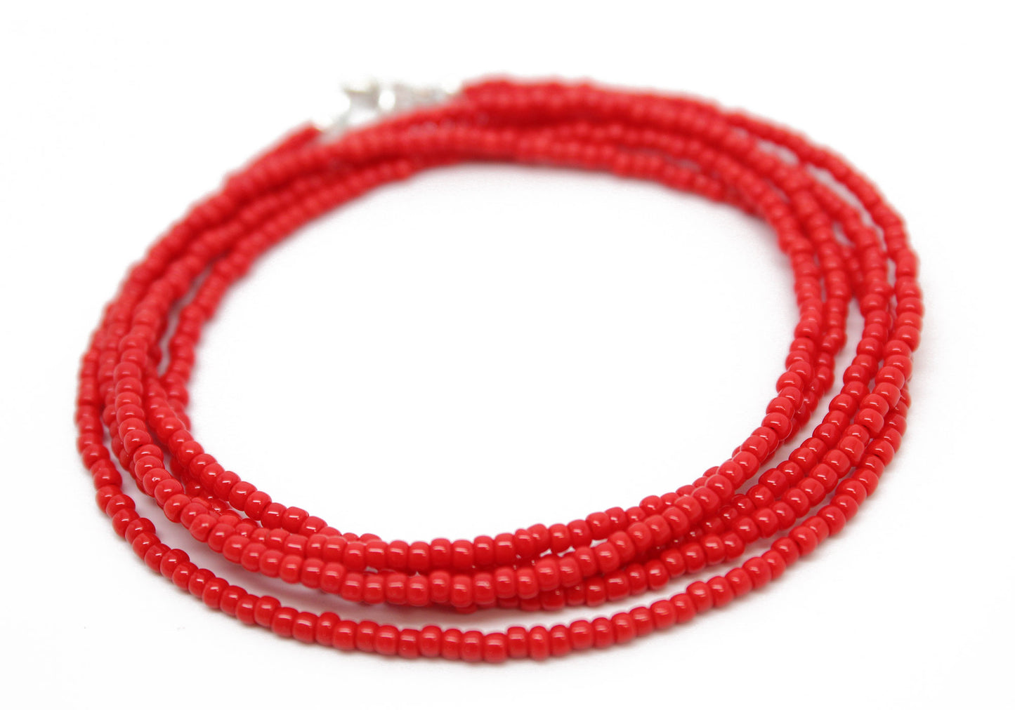 Red Seed Bead Necklace, Thin 1.5mm Single Strand – Kathy Bankston