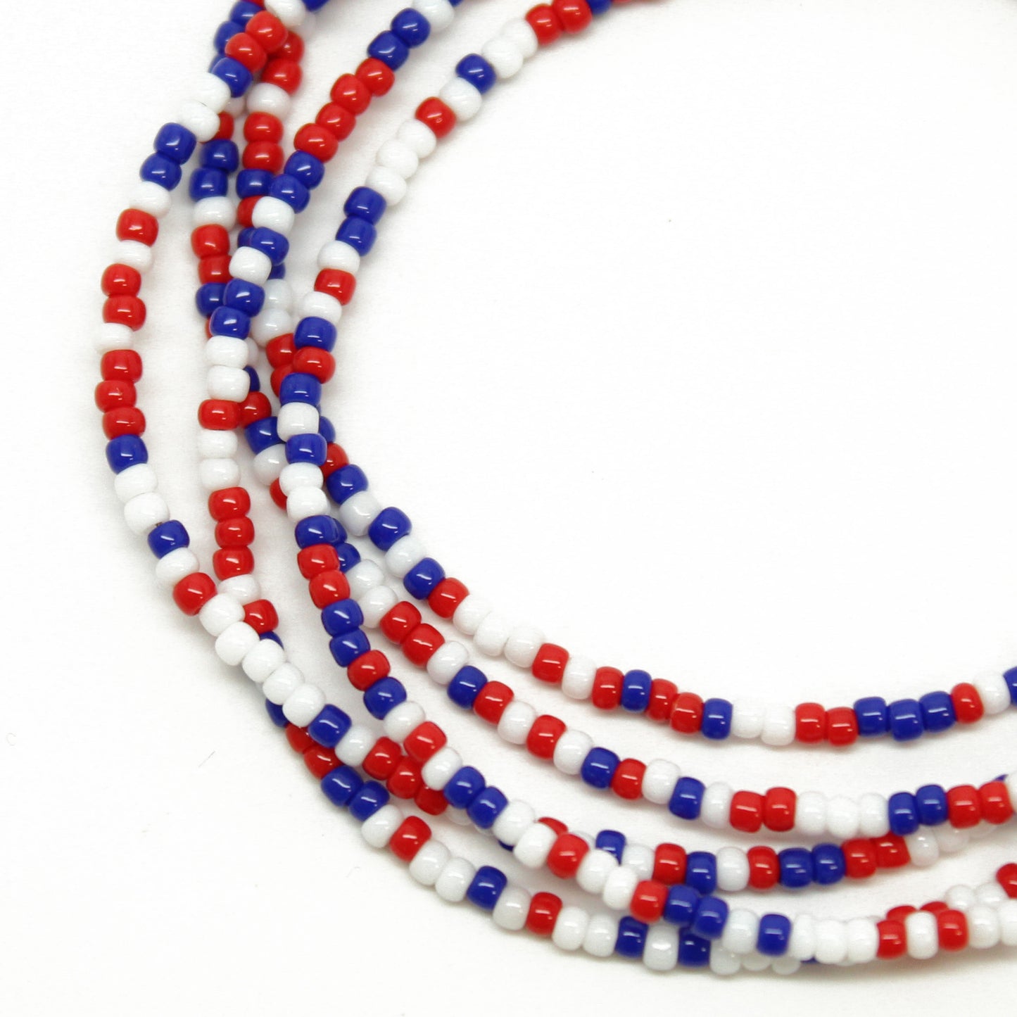 3-Color Blended Beaded Kumihimo Necklace - Red/Periwinkle/Kumquat