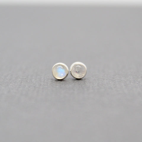 Moonstone Stud Earrings set in Sterling 