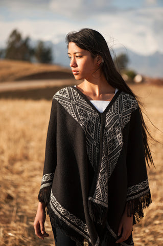 Chaska baby alpaca poncho on Chaska Blaz Perez