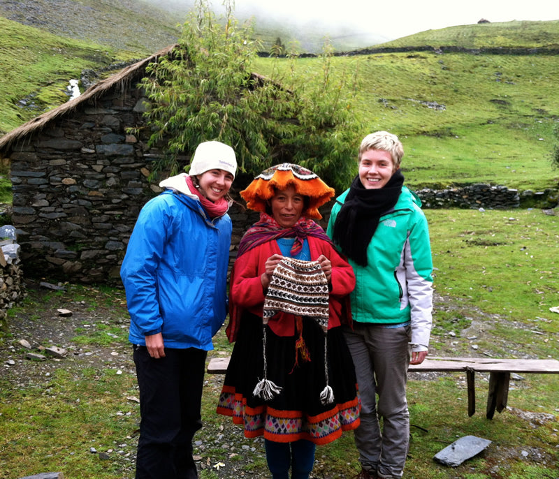 Sarah Confer and Dana happily pose with a member of the Pitukiska weaving community and the latest TOP purchase - a colorful chullo. Soon to be available online for your purchasing pleasure!