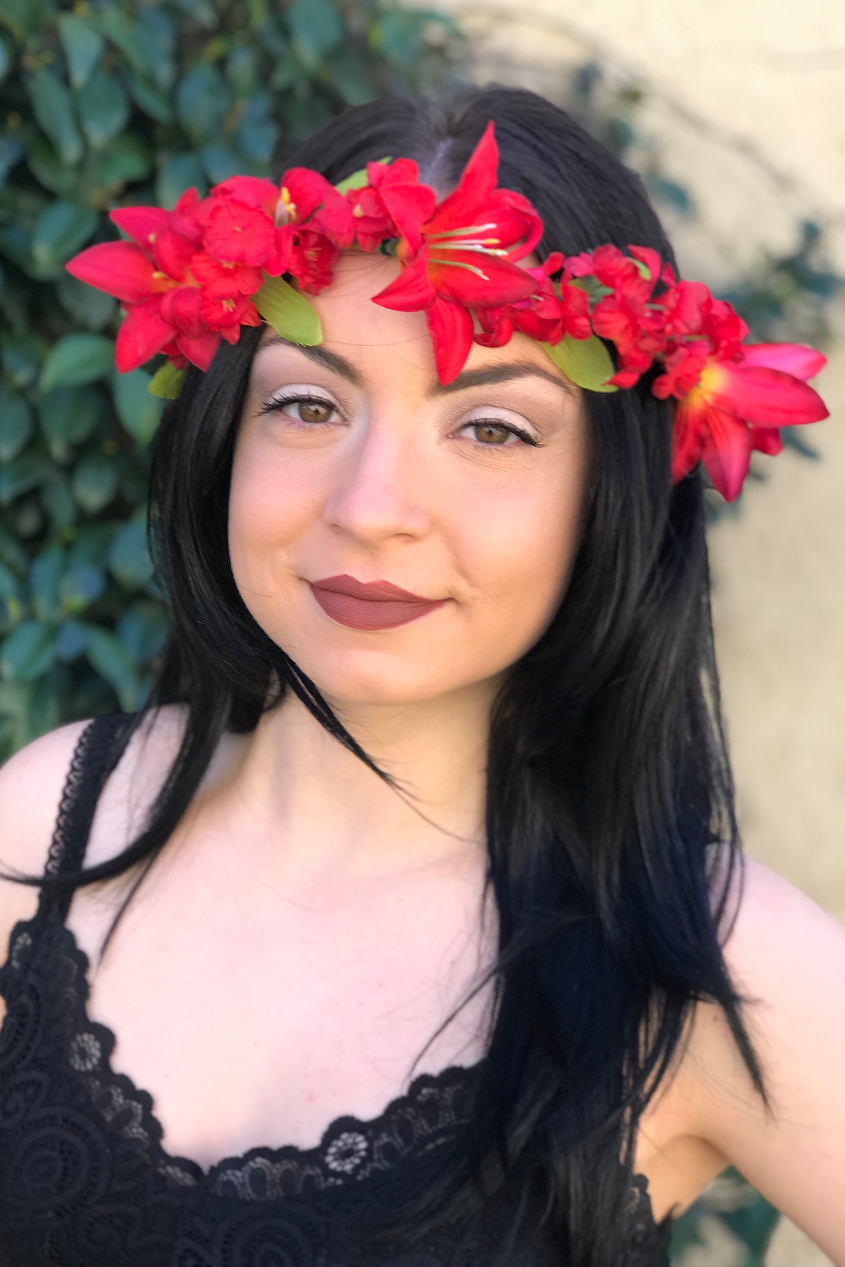 black and red flower crown