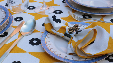 Ali Davies chrome yellow table cloth