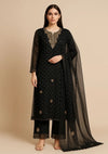 Black Straight Suit with Pants (Dress Material)