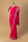 Pink Embroidered Organza Saree