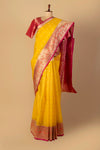 Mango Yellow Banarasi Kora Saree