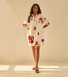 Off White Cotton Mul Printed Firefly Dress