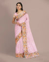 Lilac Silk Kota Embroidered Saree