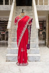Handloom Tussar Georgette Red Saree