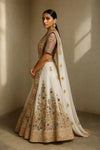 Ivory Lehenga With Contrast Blouse Dupatta
