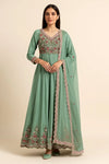 Sage Green Long Anarkali One Piece With Dupatta