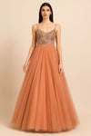 Peach Long One Piece With Heavy Yoke