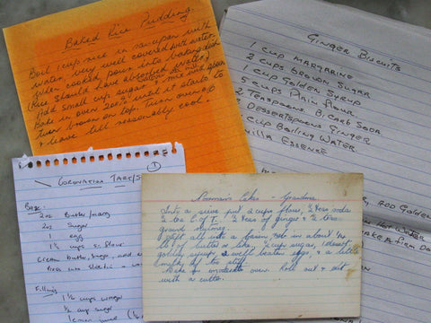 Heirloom recipes handwriting