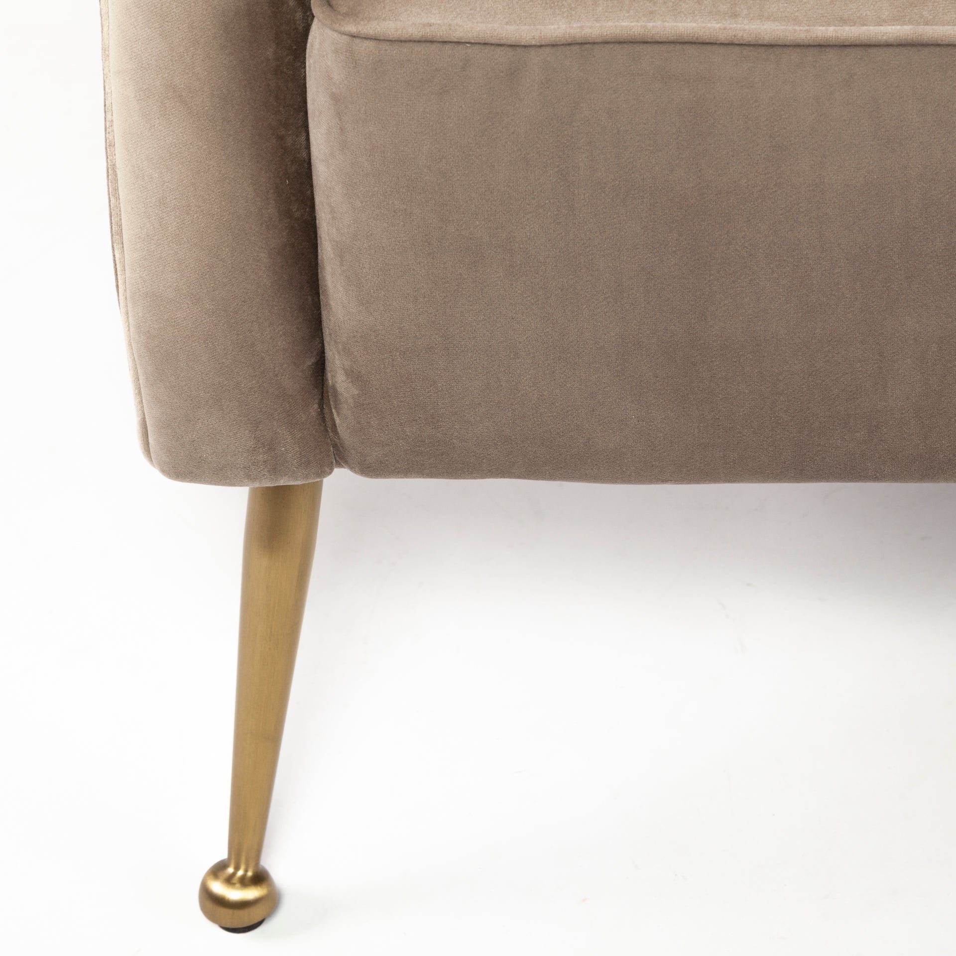 Giles Accent Chair Taupe Velvet Wrap Gold Metal Base Calgary S Furniture Store Calgary Accent