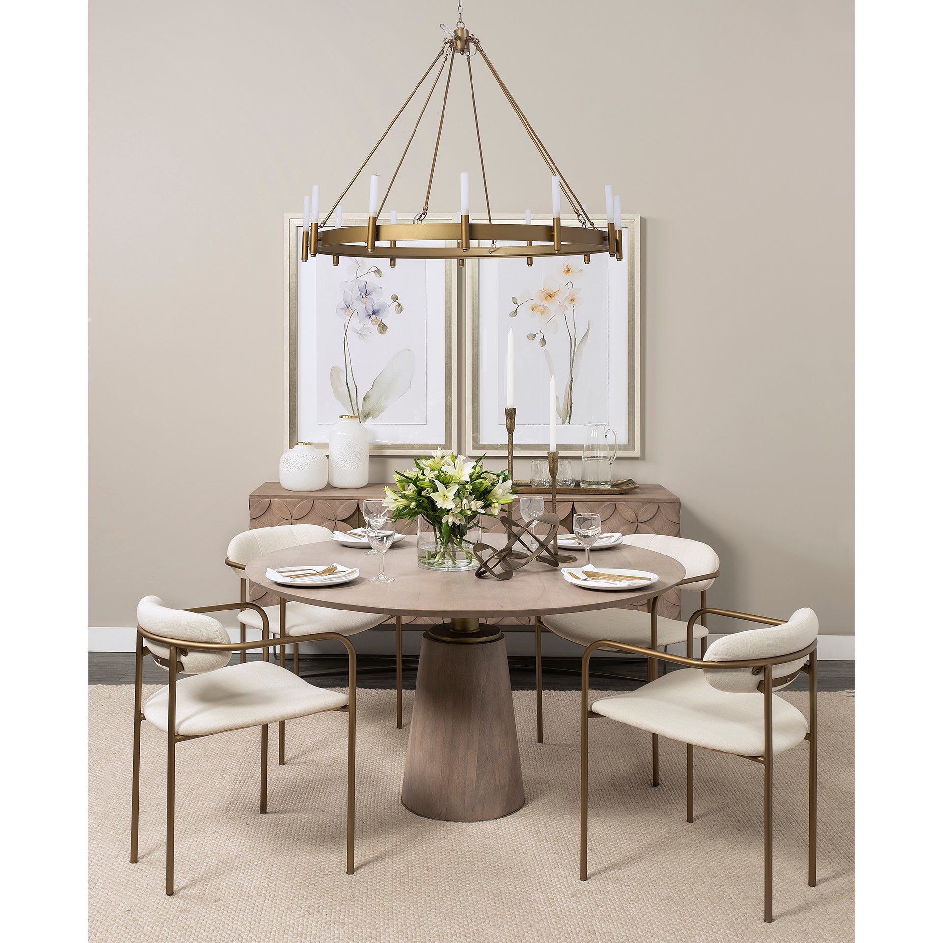 Maxwell Ii 54 Round Brown Solid Wood Top Dining Table Calgarys Furniture Store Calgary