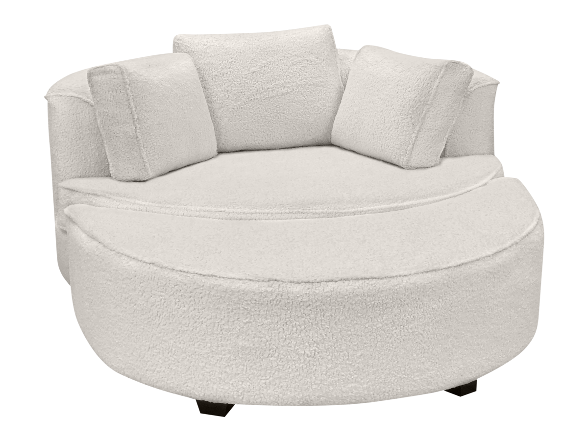 White Armchair With Ottoman / Barcelona Chair Premium Ottoman White