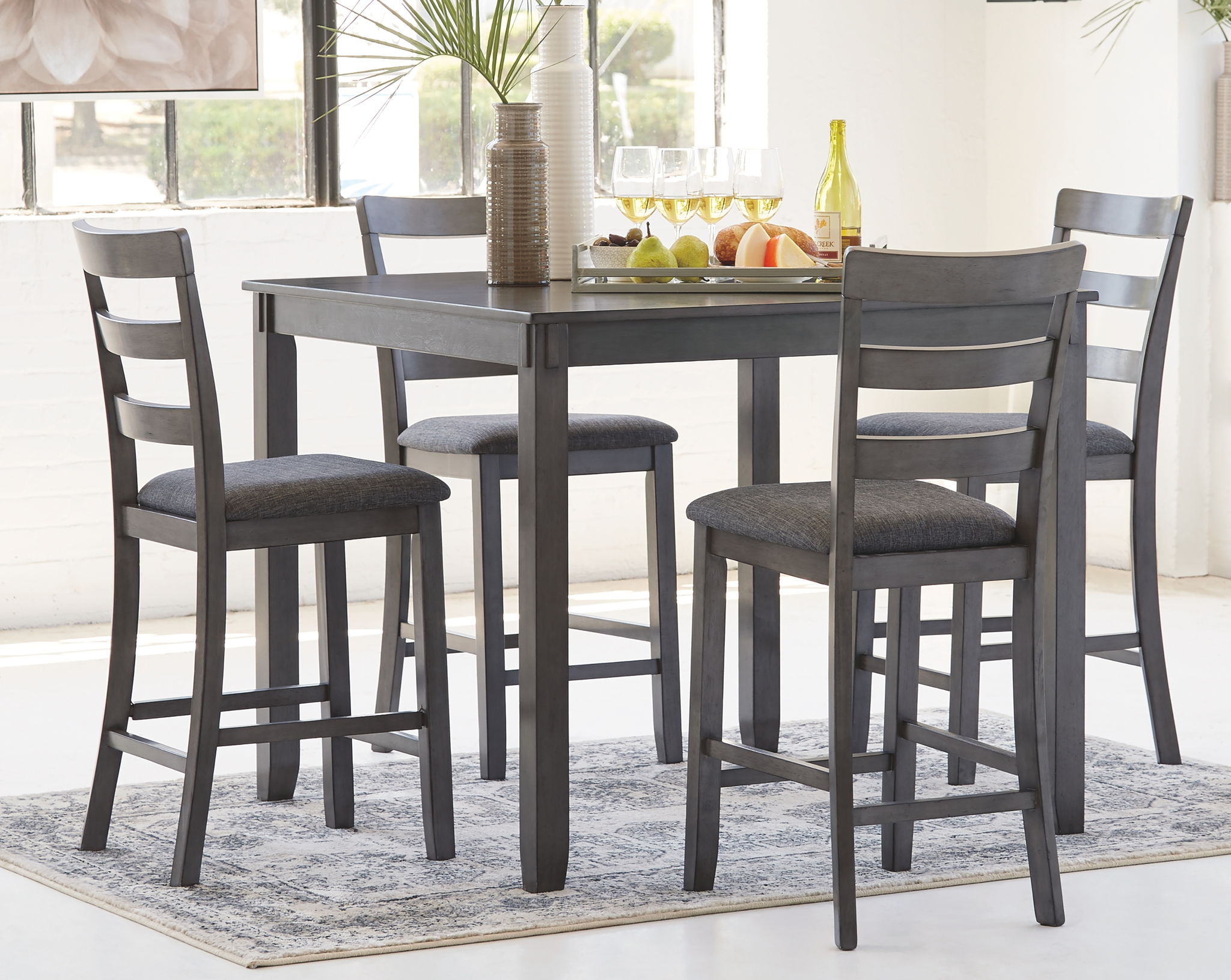 dining room table with stools
