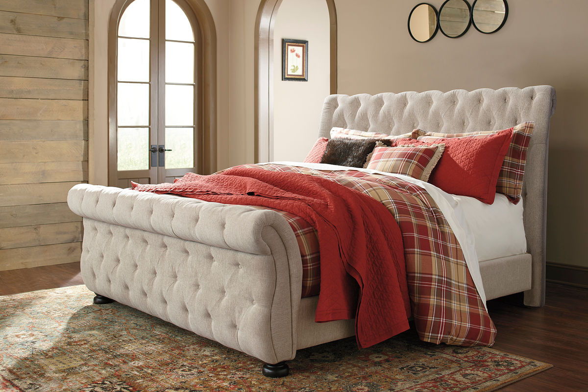 Willenburg Upholstered Sleigh Bed Showhome Furniture Calgarys Furniture Store 