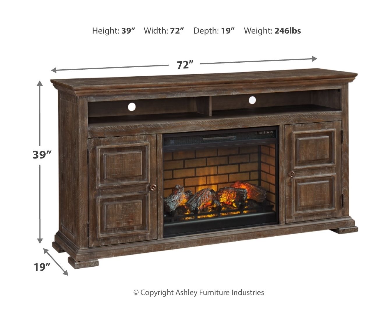 Wyndahl 72" TV Stand with Electric Fireplace | Showhome Furniture