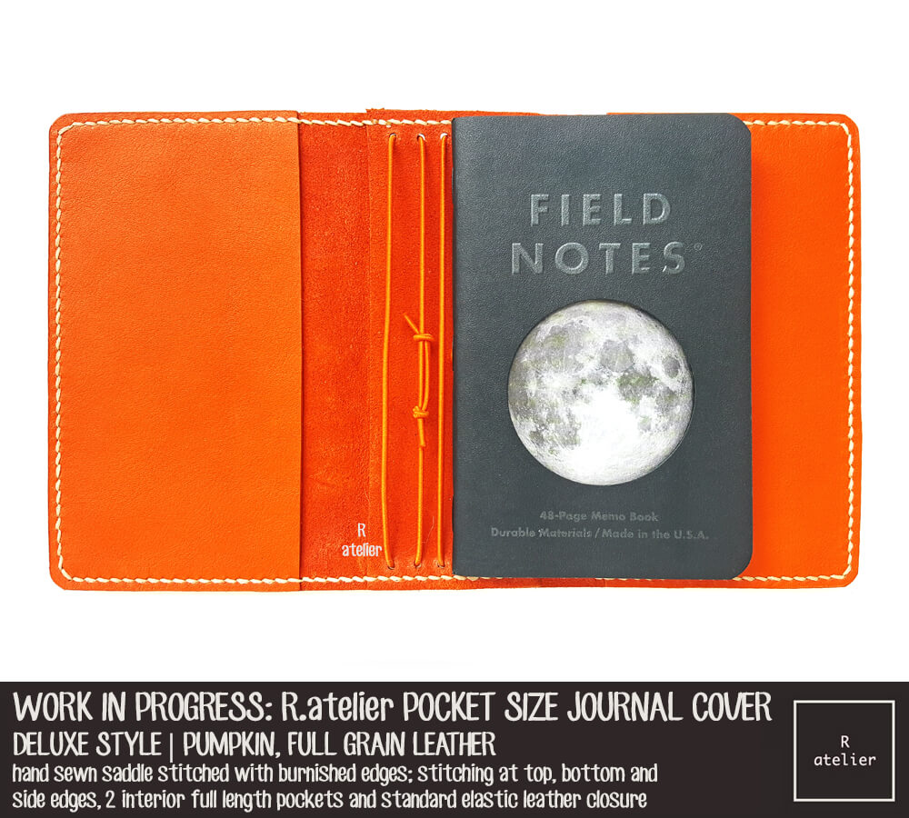 R.atelier Pumpkin Pocket Size Deluxe Leather Notebook Cover