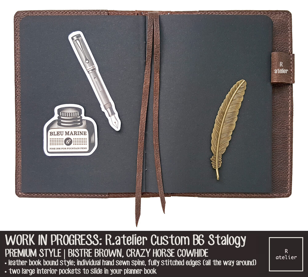 R.atelier Bistre Brown Custom B6 Stalogy Leather Planner Cover