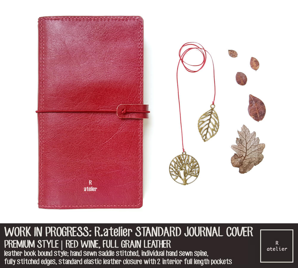 R.atelier Red Wine Standard Size Premium Leather Notebook Cover