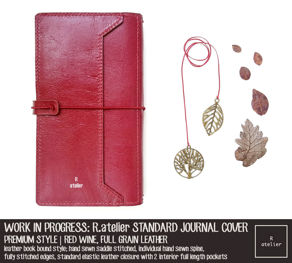 R.atelier Red Wine Standard Size Premium Leather Notebook Cover