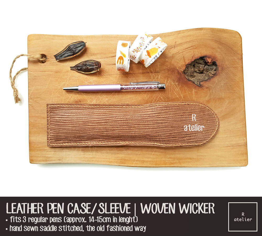 R.atelier Woven Wicker Handmade Leather Pen Case / Sleeve