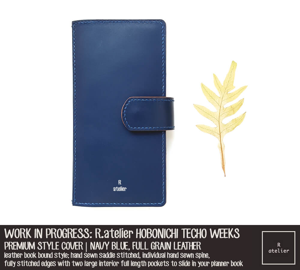 R.atelier Navy Blue Hobonichi Techo Weeks Planner Leather Cover