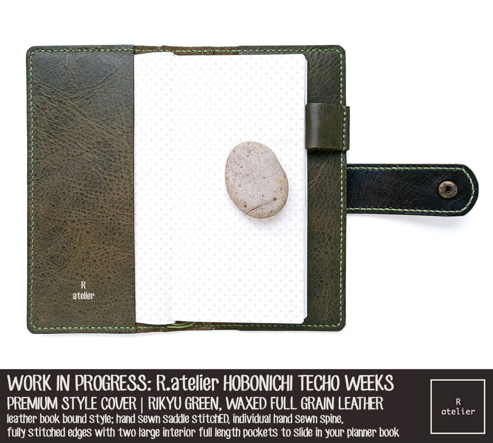 R.atelier Rikyu Green Hobonichi Techo Weeks Planner Leather Cover