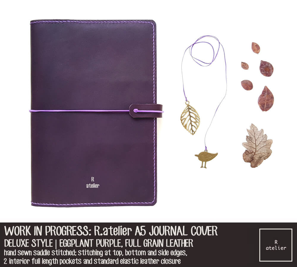 R.atelier Eggplant Purple A5 Deluxe Leather Notebook Cover