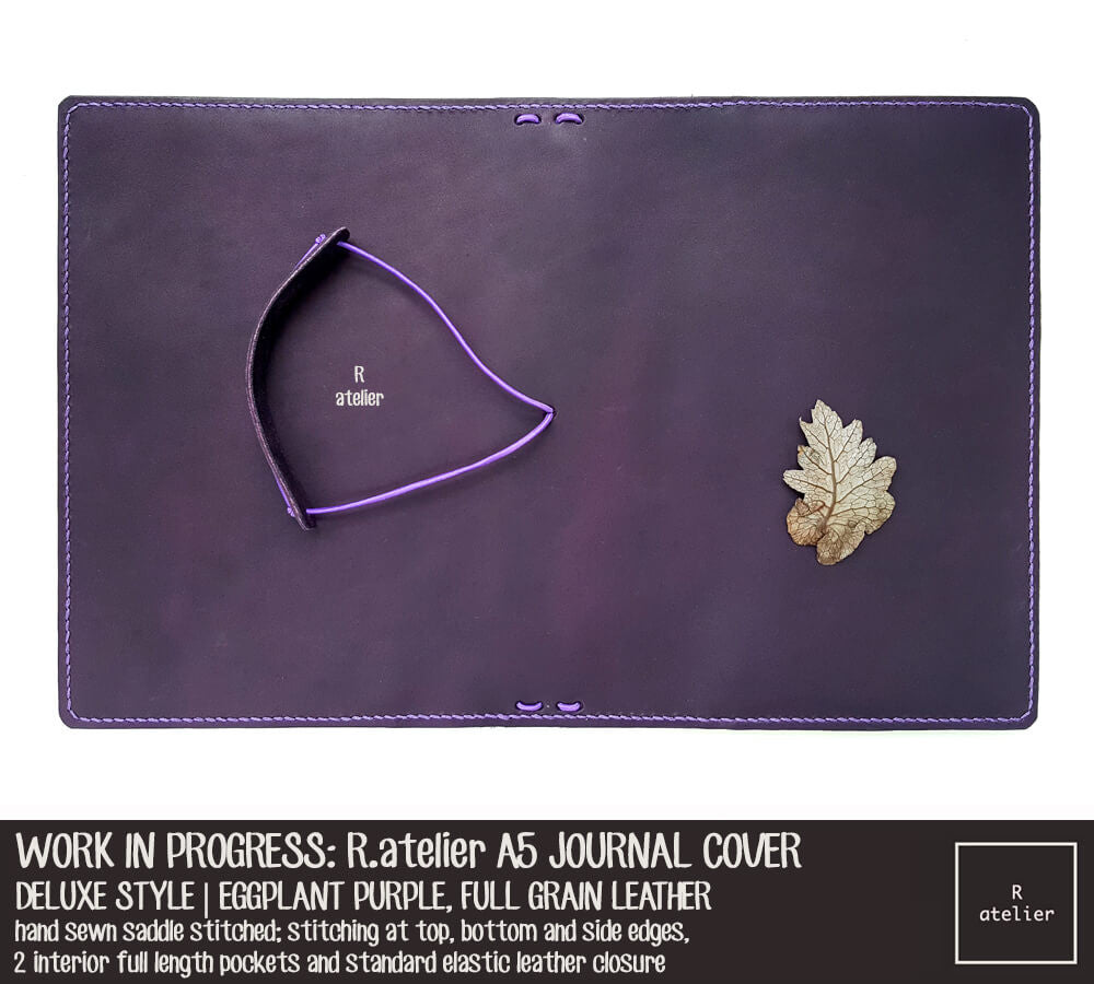 R.atelier Eggplant Purple A5 Deluxe Leather Notebook Cover