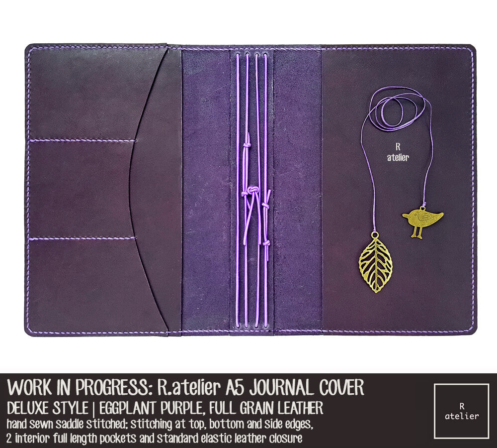 R.atelier Eggplant Purple A5 Deluxe Leather Notebook Cover