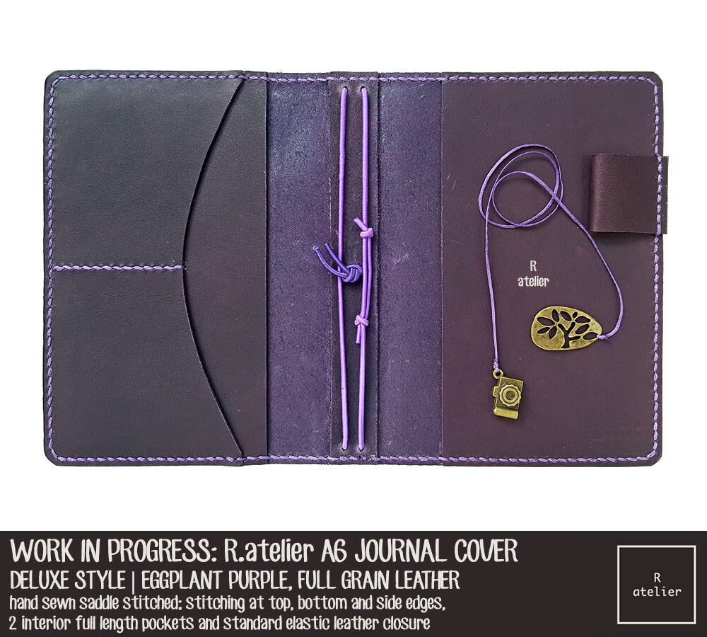 R.atelier Eggplant Purple A6 Deluxe Leather Notebook Cover