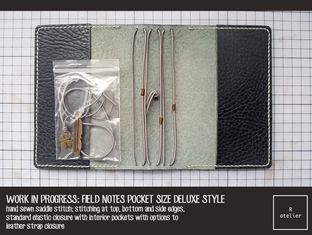 R.atelier Field Notes Pocket Size Midnight Green Leather Cover