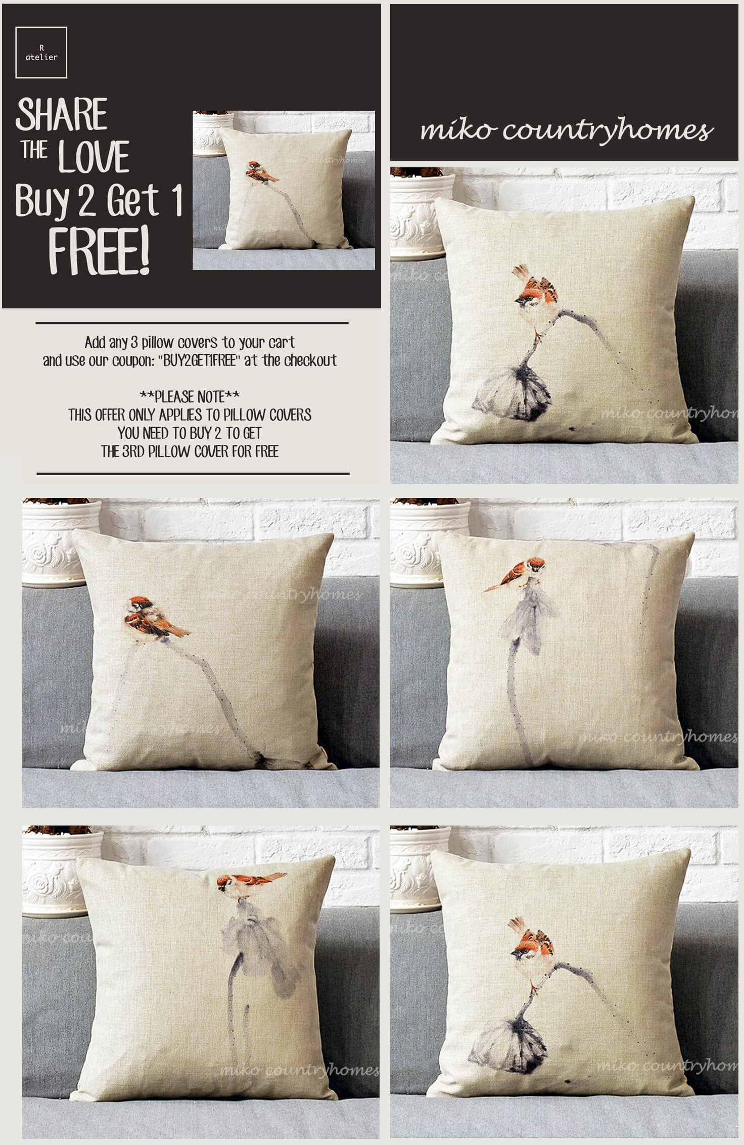 R.atelier BUY 2 GET 1 FREE PILLOW COVERS SALE