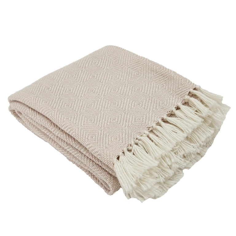 Diamond Shell Blanket | Soft Pink Throw | Weaver Green