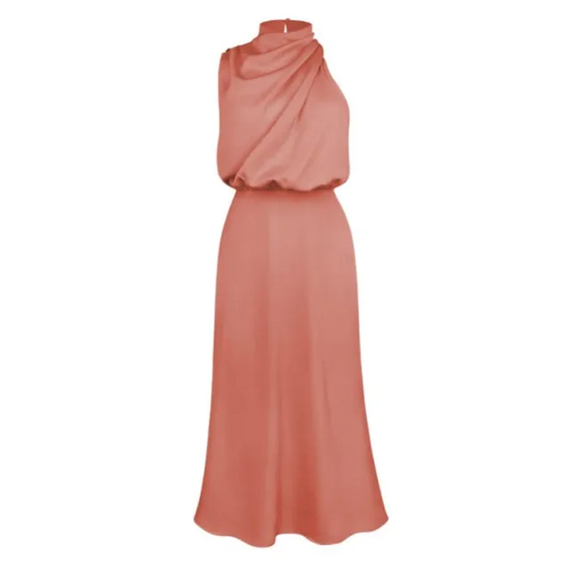 Elegant Sleeveless French Fashion Evening Dress with High-Quality Satin