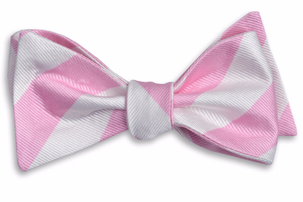 Pale Pink and White Stripe Bow Tie | Pink 100% Silk Bow Tie🎀