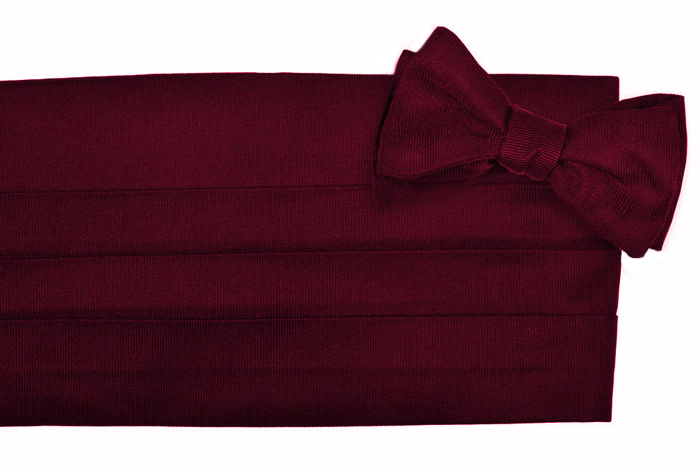 Classic Cummerbund with Black Faille Silk & Solid Thai Silk Ribbon IFACB-1