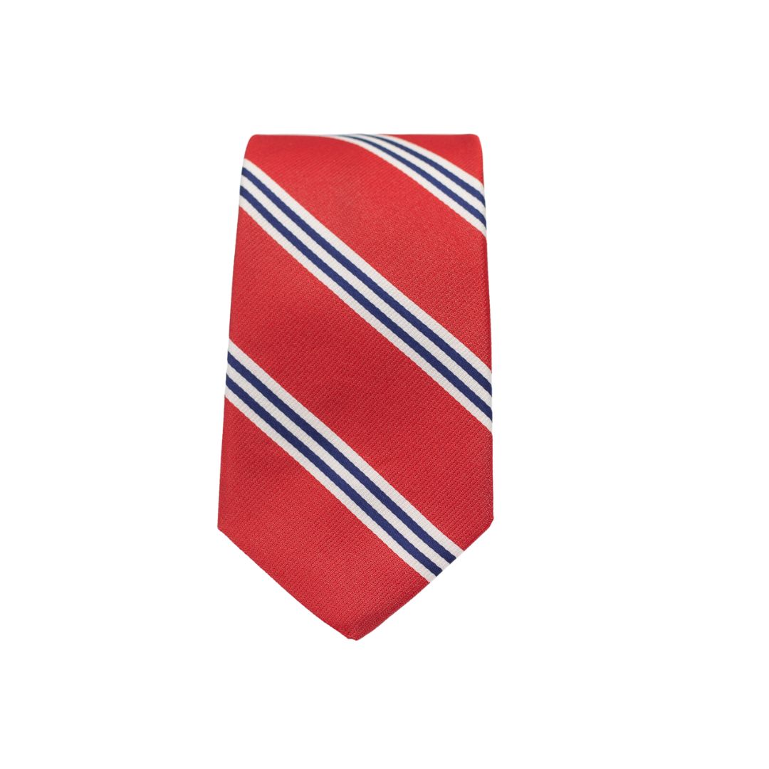 All American Stripe Necktie - Orange and Navy | Handmade Ties