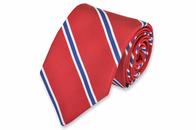 Preppy Striped Necktie in Pink and Navy