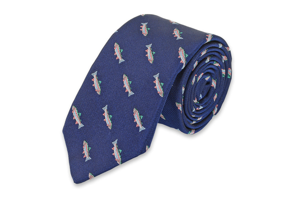 Trout Fly Fishing Necktie, 100% Silk Tie