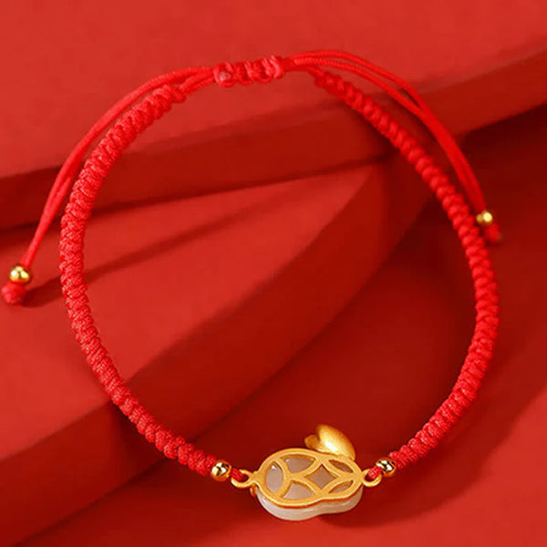 925 Sterling Silver Year of the Rabbit Hetian White Jade Luck Red String Protection Bracelet 2